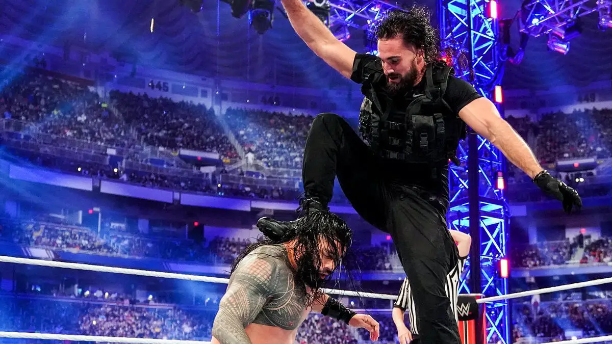 Seth rollins roman reigns royal rumble 2022 stomp